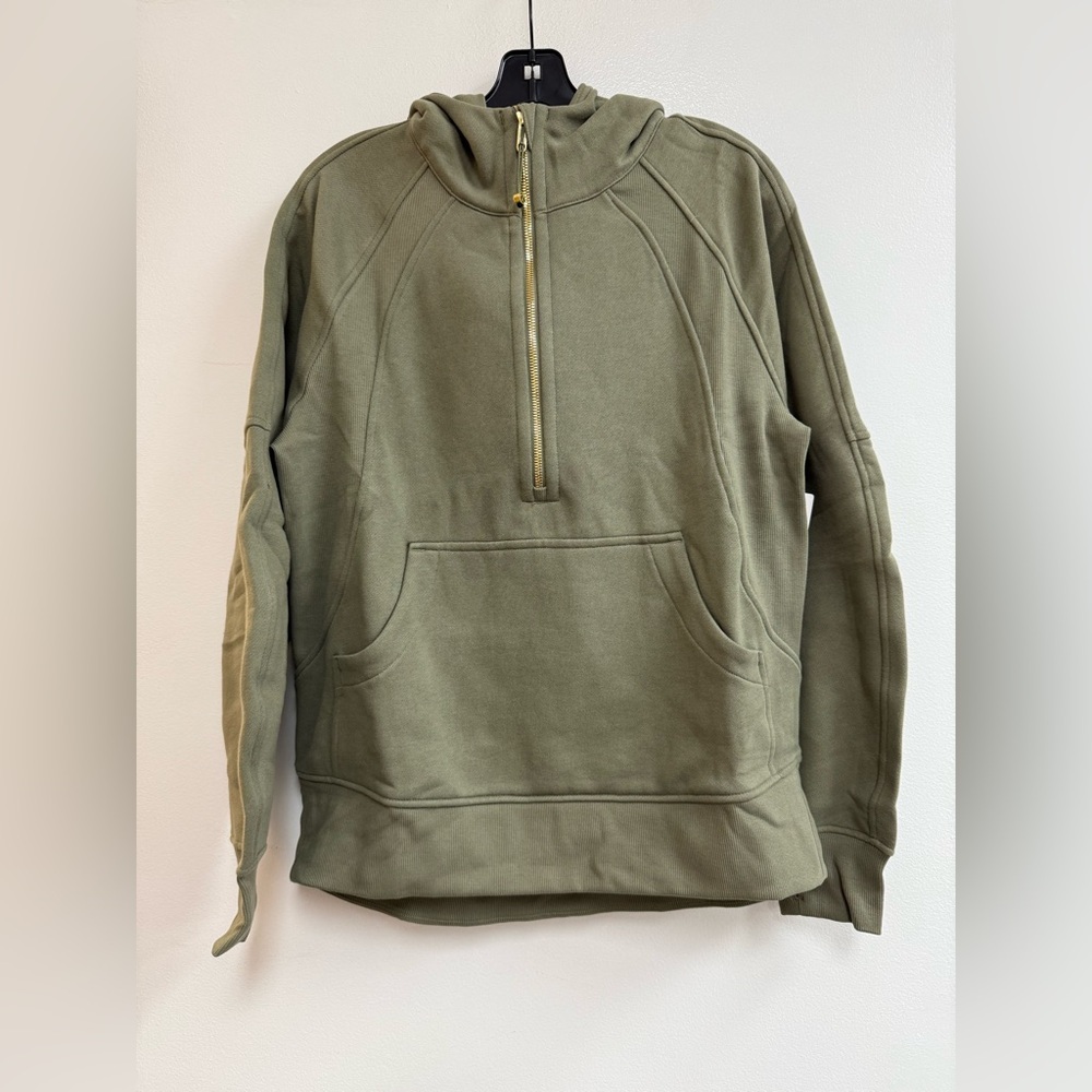 LuluLemon Scuba Oversized Half-Zip Hoodie Long in Bay Leaf/Gold